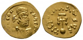Constantine IV Pogonatus (668-685), Semissis, Constantinople, 669-685, 2.03g, 17mm. Diademed bust right / Cross potent on globe. DOC 16; S. 1161. Near...