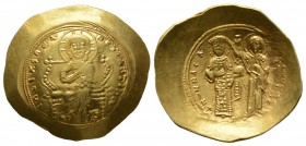 Constantine X Ducas (1059-1067), Histamenon Nomisma, Constantinople, c. 1065-7, 4.40g, 28mm. Christ Pantokrator seated facing on throne / Constantine,...