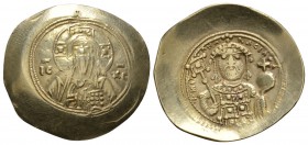 Michael VII Ducas (1071-1078), Histamenon Nomisma, Constantinople, 4.31g, 30mm. Facing bust of Christ Pantokrator / Crowned facing bust holding labaru...