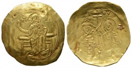 John II Comnenus (1118-1143), Hyperpyron, Constantinople, 1118-1122, 3.91g, 29mm. Christ Pantokrator seated facing on throne / Half-length figures of ...