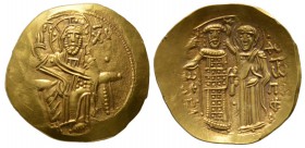 Empire of Nicaea, John III (1222-1254), Hyperpyron, Magnesia, 4.39g, 27mm. Christ enthroned facing, raising hand in benediction and holding Gospels / ...