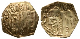 John V Palaeologus with Anna of Savoy (Regent, 1341-1391), Hyperpyron, Constantinople, 1341-1347, 2.94g, 20mm. John and Anna standing facing, each hol...