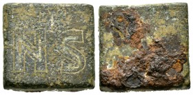 Byzantine 6 Nomismata Square Weight, c. 5th-7th centuries AD, 26.59g, 23mm. NS, cross above / Blank. Near Very fine.