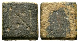 Byzantine 1 Nomisma Square Weight, c. 5th-7th centuries AD, 4.29g, 13mm. N / Blank. Fine.
