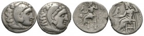Kings of Macedon, Alexander III, lot of 2 AR Drachms (Kolophon mint). Both near Very fine.