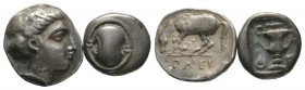 Lot of 2 Greek AR Hemidrachms, including Thessaly, Larissa and Boeotia, Thebes. Both Very fine