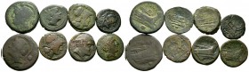 Lot of 8 Roman Republican bronze coins. Fine to near Very fine.