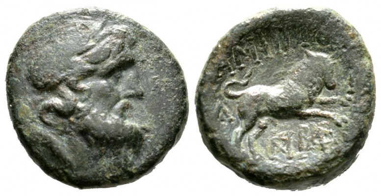 Macedon, Amphipolis, c. 187-31 BC, Æ, 7.71g, 19mm. Laureate head of Zeus right /...