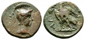 Macedon, Amphipolis, c. 148-32/1 BC, Æ, 4.13g, 17mm. Helmeted head of Athena right / Eagle standing facing, head right. SNG ANS 140-1. Very Fine