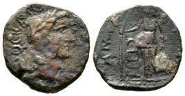Antoninus Pius (138-161), Macedon, Amphipolis, Æ, 4.40g, 19mm. Laureate head right / Artemis Tauropolos standing, l., holding long torch, resting arm ...