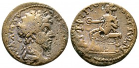 Marcus Aurelius (161-188), Macedon, Amphipolis, Æ, 7.79g, 22mm. Laureate, draped and cuirassed right / Tyche seated left, holding patera. RPC IV Onlin...