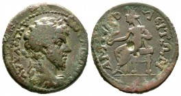Marcus Aurelius (161-188), Macedon, Amphipolis, Æ, 8.74g, 25mm. Laureate, draped and cuirassed right / Tyche seated left, holding patera. RPC IV Onlin...