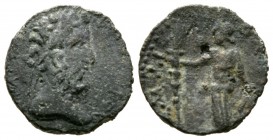 Commodus (177-192), Macedon, Amphipolis, Æ, 3.43g, 15mm. Laureate head right / Artemis Tauropolos standing, l., holding long torch and branch. RPC IV ...