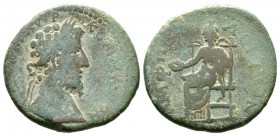 Commodus (177-192), Macedon, Amphipolis, Æ, 7.97g, 23mm. Laureate head right / Tyche seated left, holding patera. RPC IV Online 4245 (temporary); Varb...