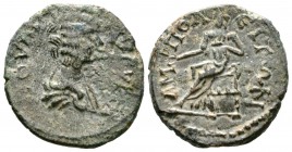 Julia Domna (Augusta, 193-217), Macedon, Amphipolis, Æ, 6.31g, 22mm. Draped bust right / Tyche seated left, holding patera. Varbanov 2628; SNG ANS -; ...
