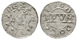 Low Countries, North, FRIESLAND, local counts mint of Dokkum, Bruno III c.1050-7, Silver penny / denar, 0.70g, 17mm. Ilisch (1997/8), 21.19 Obv: Crown...