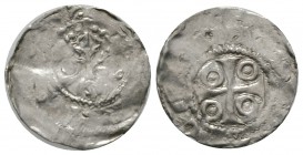 Low Countries, North, TIEL, Royal mint, Henry IV (1056-1106), Silver penny / denar, 0.86g, 19mm. Ilisch (1997/8), 3.25 Obv: Crude triangular head faci...