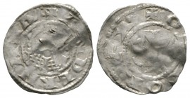 Germany, ANDERNACH, Imperial mint, Otto III (983-1002), Silver penny / denar, 0.82g, 19mm. Dbg 433 Obv: Cross, +OTTOREX Rev: City wall, +ANDERNAKA Ver...