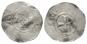 Germany, CORVEY, Abbots, Ruthard (1046-50), Silver penny / denar, 1.43g, 19mm. Dbg 735 Obv: Cross, [+HE]IN[RIEIMP] Rev: CVRBIA in form of cross, [+ROT...