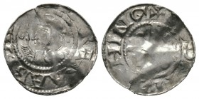 Germany, CORVEY, Abbots, Saracho (1056-71), Silver penny / denar, 1.05g, 18mm. Dbg 737var.

Obv: Bust left with crosier, [S]ARARAABBA[…] Rev: Cross,...