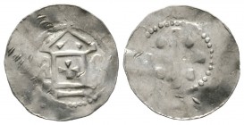 Germany, ERFURT, Archbishops of Mainz, Bardo (1031-51), Silver penny / denar, 1.35g, 19mm. Dbg 878 var; Stoess Sigtuna 315 Obv: Temple between retrogr...