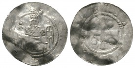 Germany, ERFURT, Archbishops of Mainz, Siegfried I (1060-84), Silver penny / denar, 1.17g, 20mm. Dbg 1817 Obv: Church with cursive 'm' instead of door...