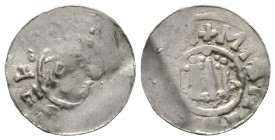 Germany, HILDESHEIM, Bishops, Godehard (1022-38), Silver penny / denar, 1.06g, 19mm. Mehl 10b Obv: Bare head right, [GODEHARDV]SE[PS] Rev: Three tower...