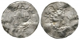Germany, LUNEBURG, Dukes of Saxony, Bernhard II 1011-59, Silver penny / denar, 1.39g, 18mm. Dbg 590a Obv: Cross with pellets in angles, traces of lege...