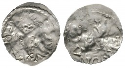 REGENSBURG, Bavarian dukes, Henry VII (1042-7), Silver penny / denar, 0.81g, 19mm. Hahn 47 Obv: Bearded bare head right, H[…..]DVX Rev: Church with tw...