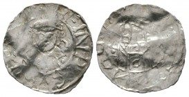Germany, REGENSBURG, Imperial mint, Henry III (1039-56), Silver penny / denar, 1.48g, 20mm. Kluge 155; Hahn 60 (Henry IV) Obv: Crowned bust facing, HE...