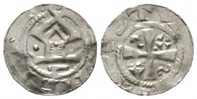 Germany, SAXONY, Anonymous, mid c 11th century, Silver penny / denar, 1.30g, 18mm. Imitation of Otto Adelheid penny / denar. Hatz V5e3 Obv: Cross with...