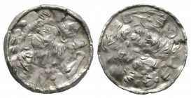 Germany, SAXONY, Anonymous episcopal issue, Silver penny / denar, 0.94g, 16mm. Cross penny / denar with hammered edges. Cf Dbg 1808 Obv: Illegible on ...