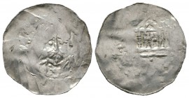 Germany, STRASBOURG, Imperial mint, Conrad II (1027-39), Silver penny / denar, 1.37g, 24mm. Dbg 924b Obv: Crowned facing bearded bust Rev: Temple Very...
