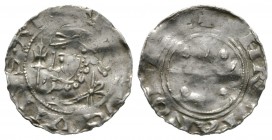 Dortmund, Royal mint, Henry IV as King (1056-84), AR penny / denar, 1.23g, 18mm. Crowned bearded head to left holding sceptre in front of head +HEINRI...