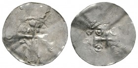 Unidentified Mints, Western Slavs, Anonymous, Silver penny / denar, 0.87g, 20mm. Imitation Cross penny / denar. Obv: Cross with uncertain symbols in a...