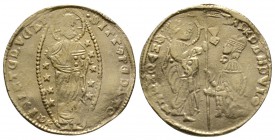 Crusaders, Chios. Maona, c. 1347-1385, Ducat, imitating Venice issue of Andrea Dandolo, 3.45g, 21mm. S. Marco standing right and Doge kneeling left, h...