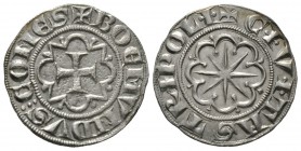 Crusaders, County of Tripoli, Bohémond VI (1251-1275), Gros, c. 1268-1275, 4.07g, 25mm. Cross pattée within angled polylobe; pellets joined to each an...