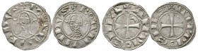 Antioch, Princes, BOHEMOND III (1163-1201), Billon helmet pennies (2), Helmeted bust left, crescent before, star behind, +BOAMVNDVS / Cross, +ANTIOCHI...