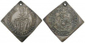 Austria, Salzburg, Wolfgang Dietrich von Raitenau (1587-1612), 1/4 Taler-Klippe, 7.15g, 30mm. Pr. 836. Pierced, Good Very Fine