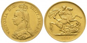 Great Britain, Victoria (1837-1901), Gold 2 Pounds, 1887, 16.01g, 29mm. S. 3865. Extremely Fine, hairlines.