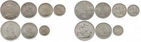 Great Britain, Victoria (1837-1901), Specimen Set, 1887, Crown, Double Florin, Halfcrown to Threepence (7) Uncirculated with contact marks