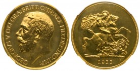 Great Britain, George V (1910-1936), Gold Proof 5 Pounds, 1911, KM822, S. 3994. Graded by NGC PF63 A superb example