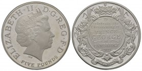 Great Britain Elizabeth II, Piedfort Silver £5, 2013 Prince George Royal Christening Uncirculated with contact marks