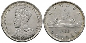 Canada, George V (1910-1936), Dollar 1935, 25th Anniversary of Reign, 23.40g, 36mm. KM 50. Minor rim nicks, otherwise Extremely Fine. From the collect...