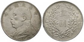China, Republic, Yuan Shih-Kai, silver Dollar (Yuan), year 3 (1914), 26.98g, 39mm. KM 329. About Uncirculated From the collection of a WWI German lieu...