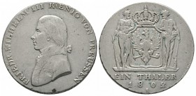 Germany, Brandenburg-Preußen, Friedrich Wilhelm III (1797-1840), Taler 1802 A, Berlin, 21.90g, 36mm. Davenport 755. About Very Fine. From the collecti...