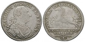 Germany, Braunschweig-Lüneburg-Wolfenbüttel, Karl I (1735-1780), 2/3 Taler 1765, 13.87g, 35mm. Welter 2733. Fine. From the collection of a WWI German ...