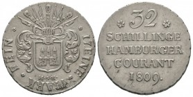 Germany, Hamburg, City, silver 32 Schilling, 1809 HSK, small size. AKS 13; J 39a. Nearly Extremely Fine. From the collection of a WWI German lieutenan...