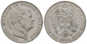 Germany, Prussia, Friedrich Wilhelm IV (1840-1861), Taler, 1861A, old head right, rev eagle (AKS 78; J 84). Minor flaw behind head, otherwise about un...