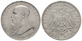 Germany, Sachsen-Meiningen, Georg II (1866-1914), 3 Mark, 1915 D, on his death, head left, rev eagle (AKS 234; J 155). In PCGS holder graded MS65 From...